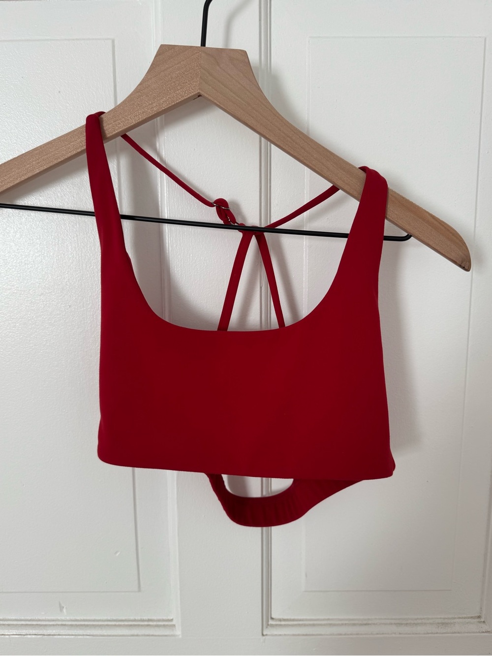 YoungLA Red Scoop Neck Sports Bra with Strappy Back
